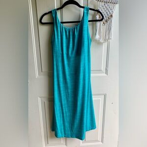 prAna Skypath Dress Open Back Teal Dotty Women's Size Large Athleisure